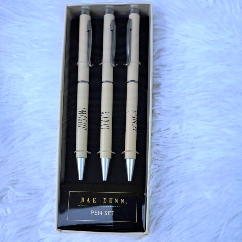 Rae Dunn Pen Set - Cream and Silver New